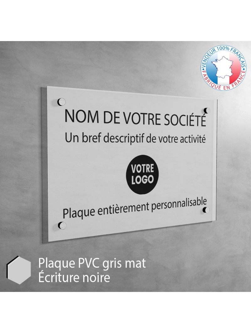 Plaque professionnelle en PVC GRIS MAT