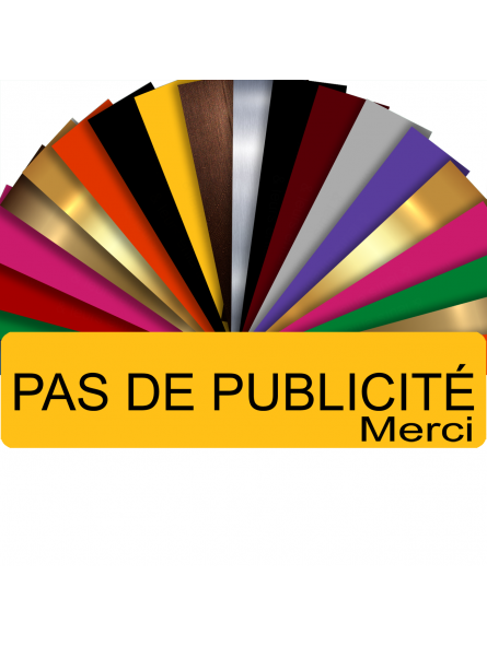 Plaque PAS DE PUBLICITÉ MERCI Adhésive PVC Pour Boîte Aux Lettres - Plaque Stop Pub - 8 cm x 2 cm (Jaune)