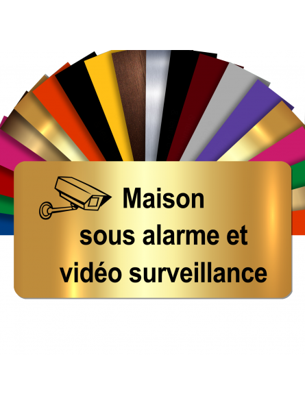 Plaque - Maison Sous Alarme Et Vidéosurveillance - Autocollante – Plaque De Maison PVC Adhésive 10 x 5 cm (Or Brillant)