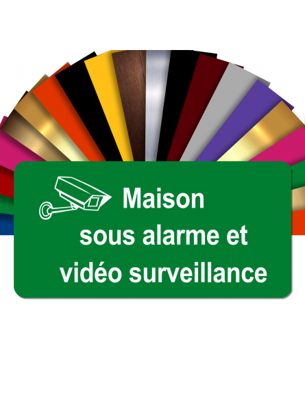 Plaque - Maison Sous Alarme Et Vidéosurveillance - Autocollante – Plaque De Maison PVC Adhésive 10 x 5 cm (Vert)