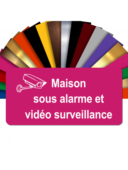 Plaque - Maison Sous Alarme Et Vidéosurveillance - Autocollante – Plaque De Maison PVC Adhésive 10 x 5 cm (Rose)