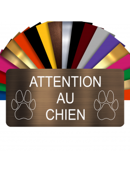 Plaque Attention Au Chien Autocollante – Plaque De Maison PVC Adhésive 10 x 5 cm (Bronze écrit Blanc)