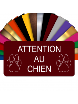 Plaque Attention Au Chien Autocollante – Plaque De Maison PVC Adhésive 10 x 5 cm (Bordeaux)