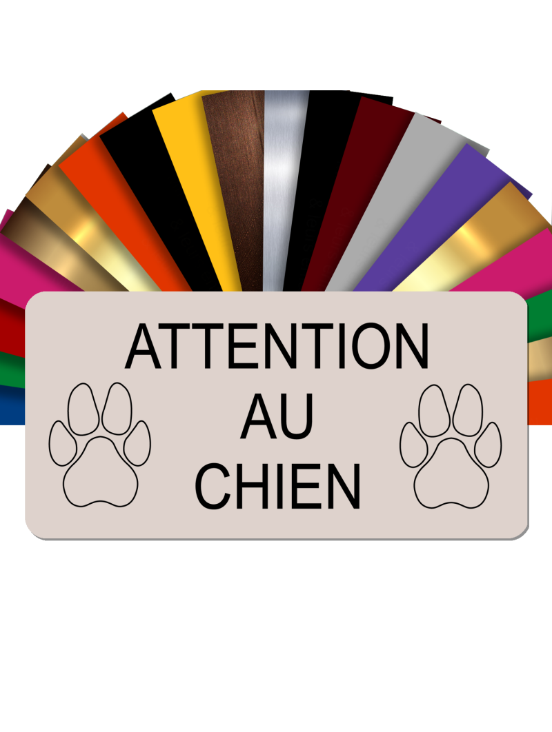 Plaque Attention Au Chien Autocollante – Plaque De Maison PVC Adhésive 10 x 5 cm (Beige)