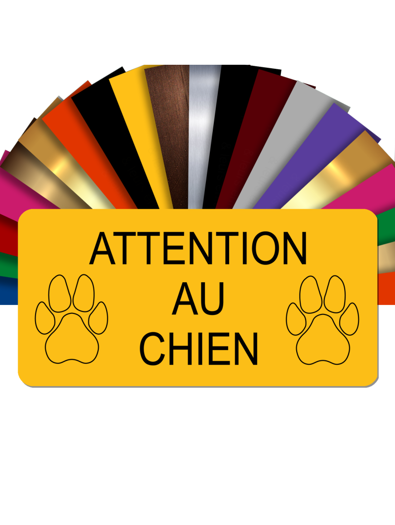 Plaque Attention Au Chien Autocollante – Plaque De Maison PVC Adhésive 10 x 5 cm (Jaune)