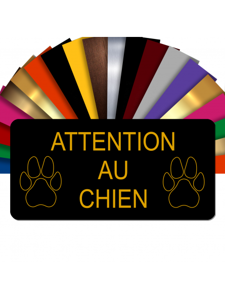 Plaque Attention Au Chien Autocollante – Plaque De Maison PVC Adhésive 10 x 5 cm (Noir écrit Or)