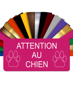 Plaque Attention Au Chien Autocollante – Plaque De Maison PVC Adhésive 10 x 5 cm (Rose)