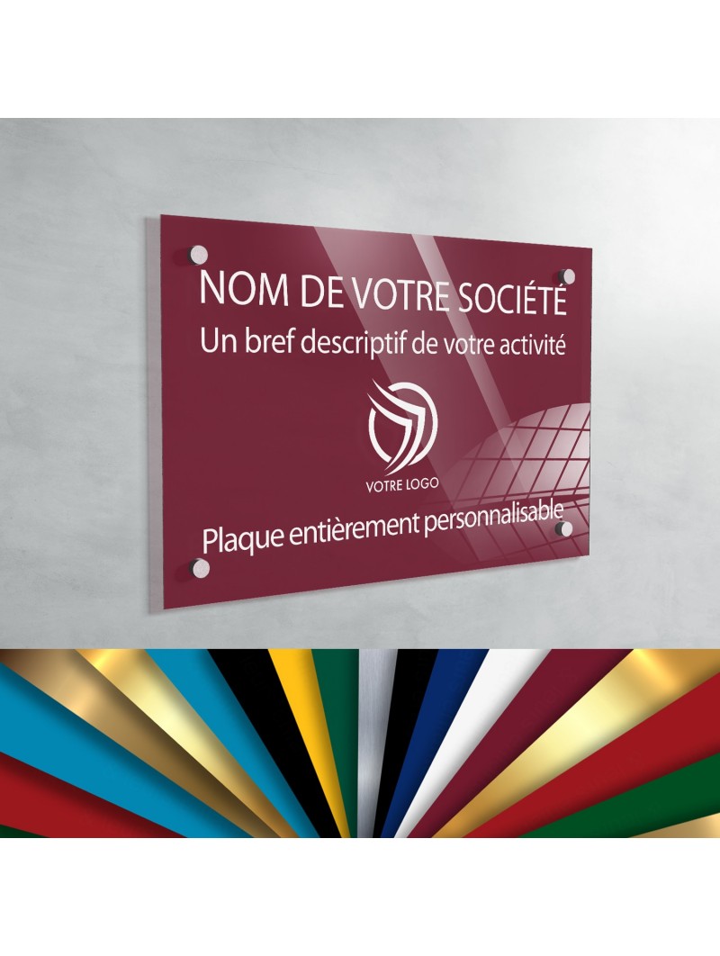 Plaque professionnelle en plexiglas fond Bourgogne à personnaliser | 30 x 20 cm