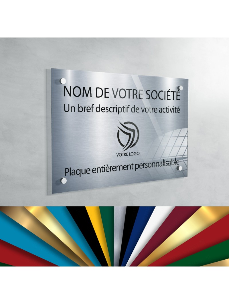 Plaque professionnelle en plexiglas fond Argent à personnaliser | 30 x 20 cm